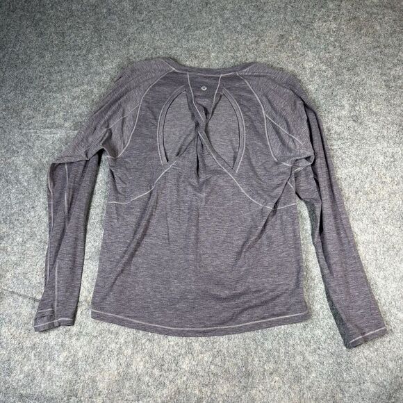Lululemon Shirt Women’s 6 Stop Drop And Squat Long Sleeve Tee Purple Twist Back - Picture 6 of 6